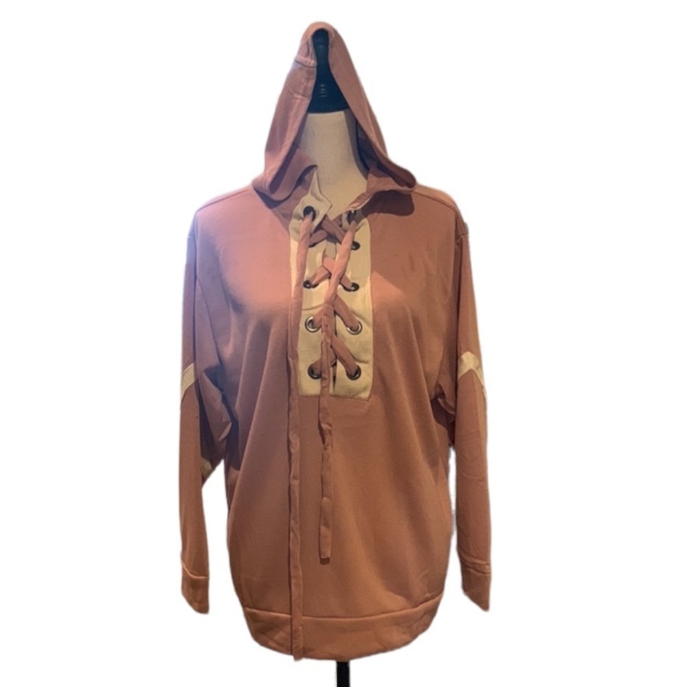 Hot & Delicious Lace-Up Hoodie Rose Pink / Ivory - Lace Front